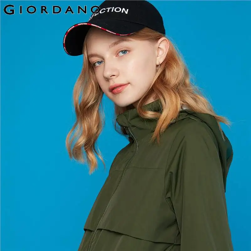 Giordano женская ветровка с капюшоном из натурального хлопка, выполнена в нескольких цветах