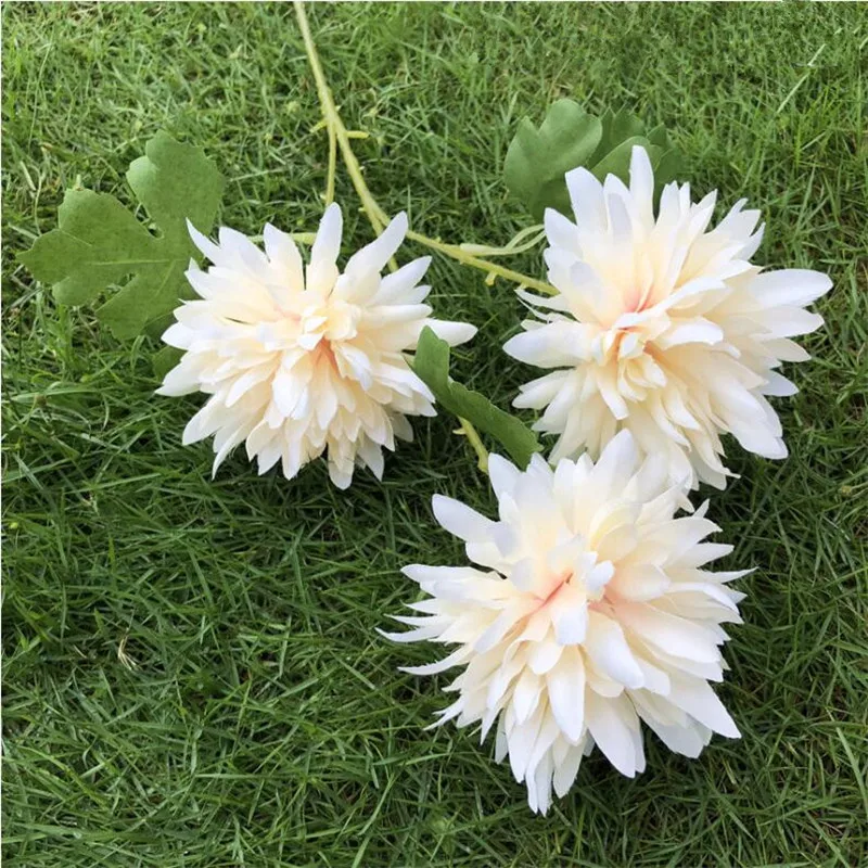 20pcs Fake Single Stem Dahlia(3 heads/piece) 23.62" Length Simulation Epiphyllum for Wedding Home Decorative Artificial Flowers