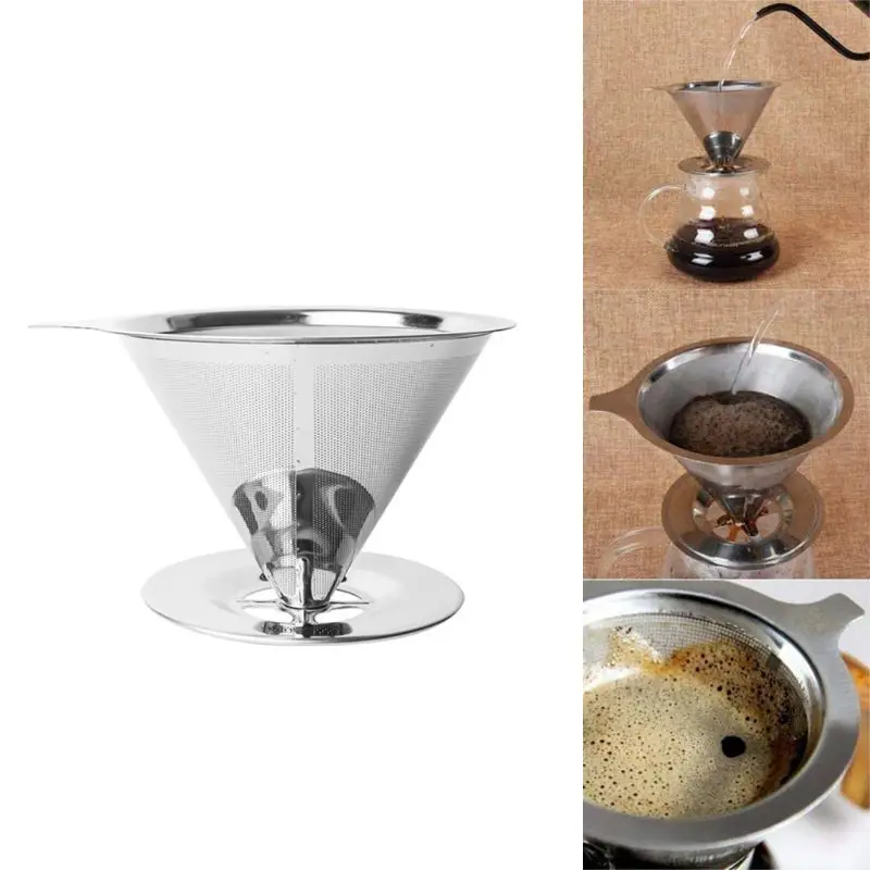 

Reusable Coffee Filter Stainless Steel Cone Coffee Filter Baskets Mesh Strainer