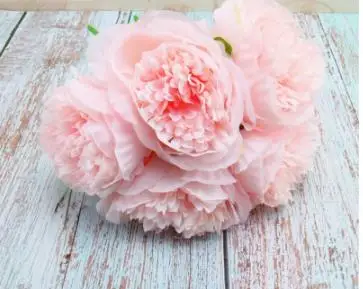 light pink Свадебный букет, полиэстер, пион, свадебные цветы, свадебные букеты, искусственные аксессуары для подружек невесты, свадебный букет - Цвет: light pink