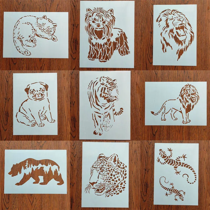 2pc A4 Size Animal Stencil Decor DIY Walls Layering Painting Template Printing Inkjet Scrapbooking Coloring Embossing Reusable 1 sheet feather crown letters stencil diy walls layering painting template decor scrapbooking embossing supplies