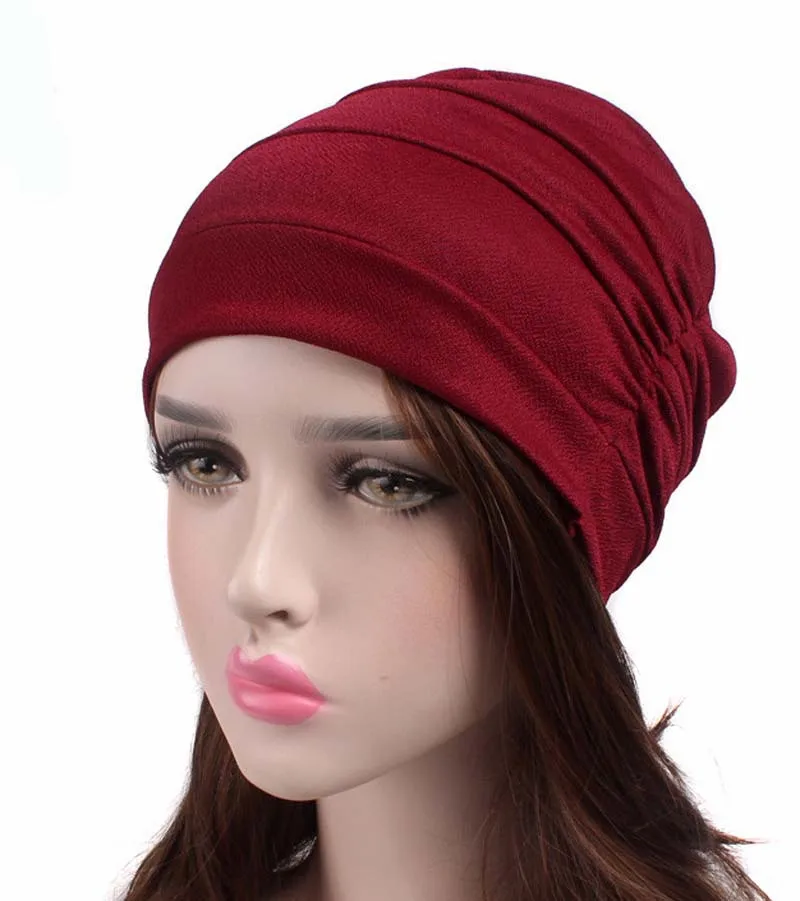 

New Style Pleated Set of Head Cap Bottoming Hood Chemotherapy Cap Nightcap TJM-241
