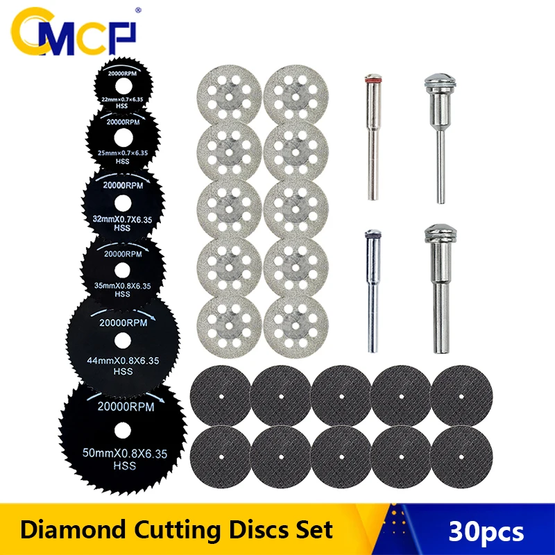 

CMCP 30pcs HSS Cutting Discs HSS Mini Circular Saw Blade Metal Cutting Disc For Dremel Mini Drill Bit Rotary Tool Accessories