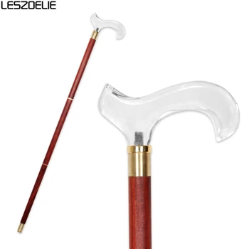 

Wooden Walking Stick Men Luxury Transparent Handle With Red Cane Women Elegant Decorative Walking Stick Vintage Walking Canes