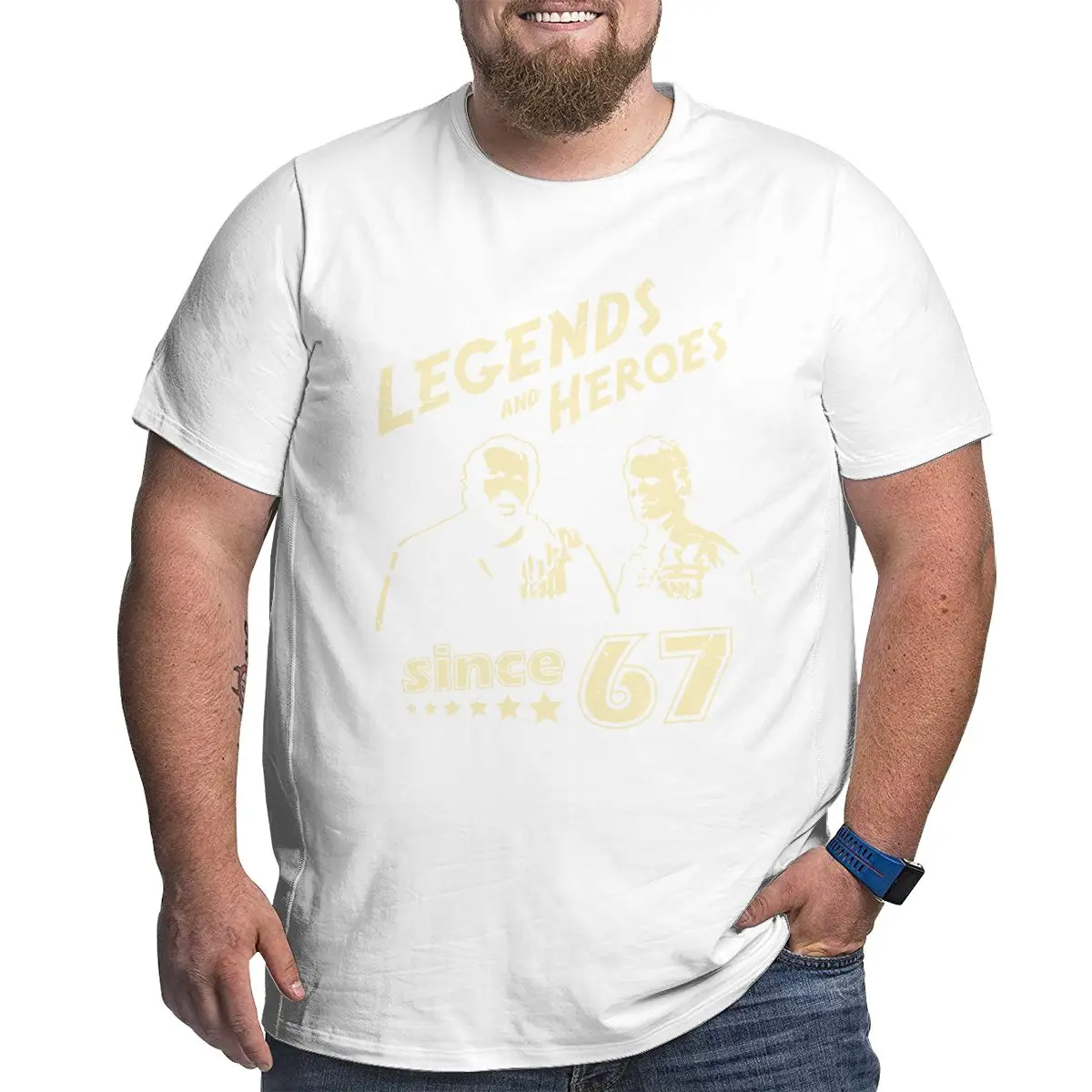 T-shirt Bud Spencer Et Terence Hill - Homme Et Enfant - Coton Blanc - Visages Noir Et Blanc - Made In Italy