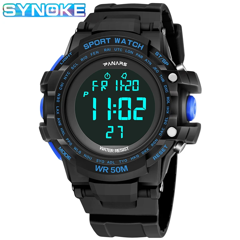 

SYNOKE Men's Sports Watch 2020 Fashion Classic Alarm Clock LED Luminous Digital Electronic Watches Waterresistant Relojes Hombre
