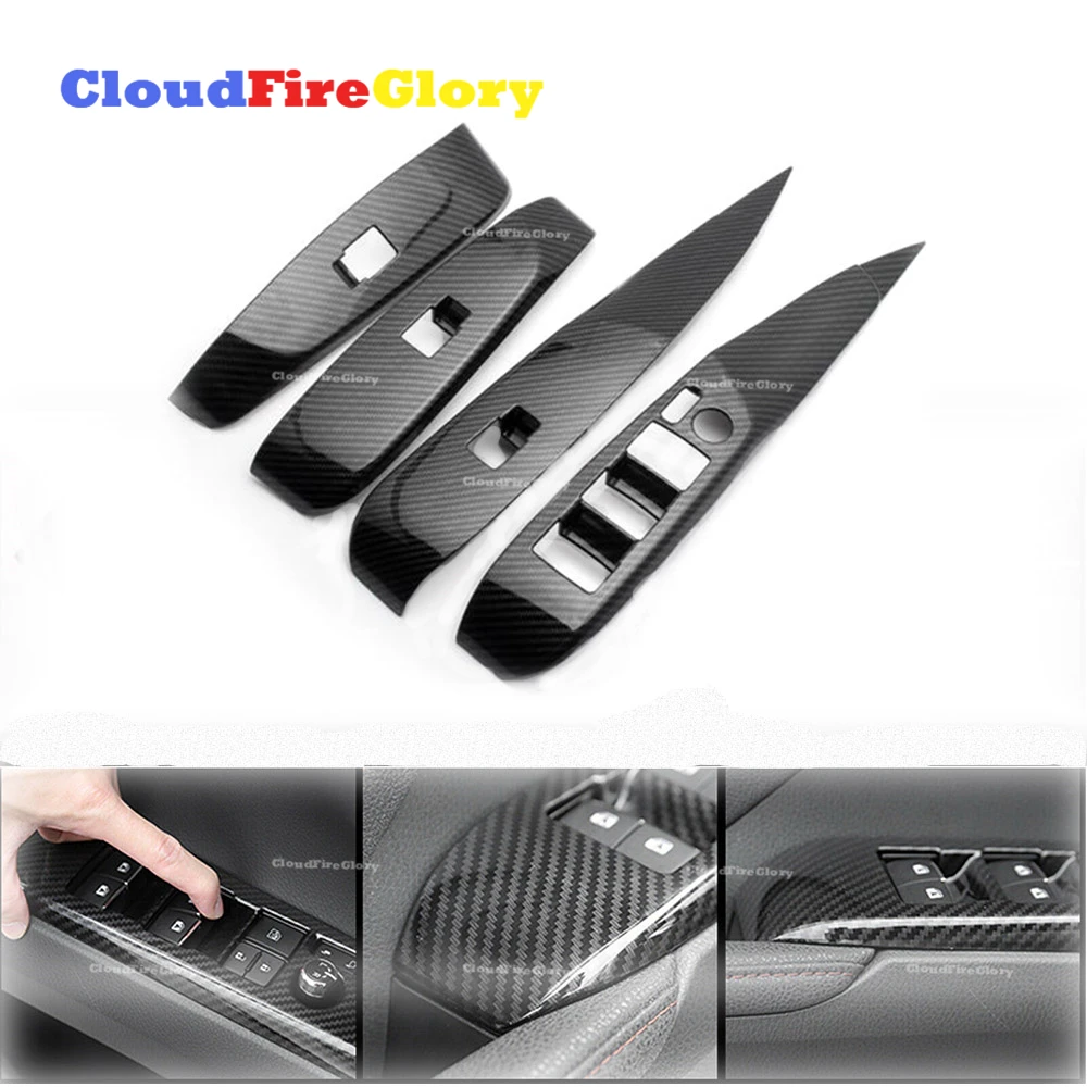 

CloudFireGlory For Toyota Camry 2018 2019 4Pcs Carbon Fiber ABS Window Lift Switch Button Panel Trim