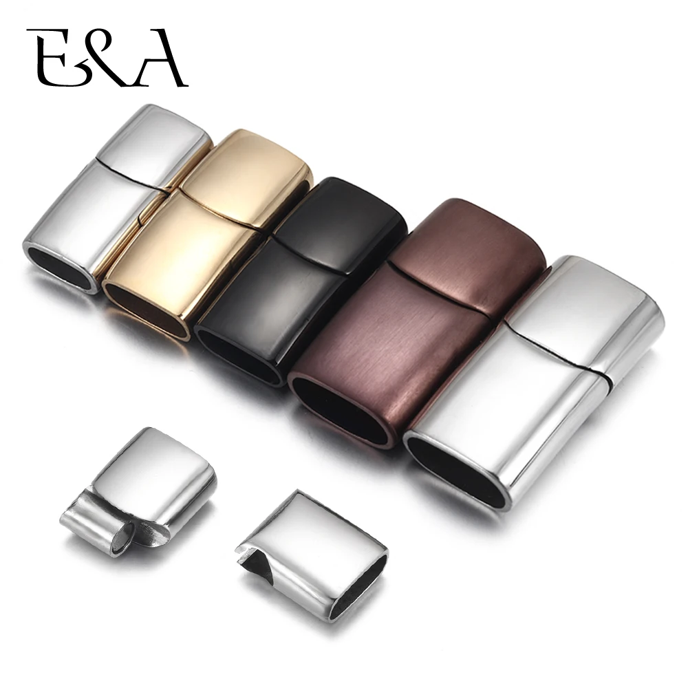 Magnetic-Clasp-Hole Buckle Bracelet Jewelry Leather Cord Lace Stainless-Steel Diy-Making