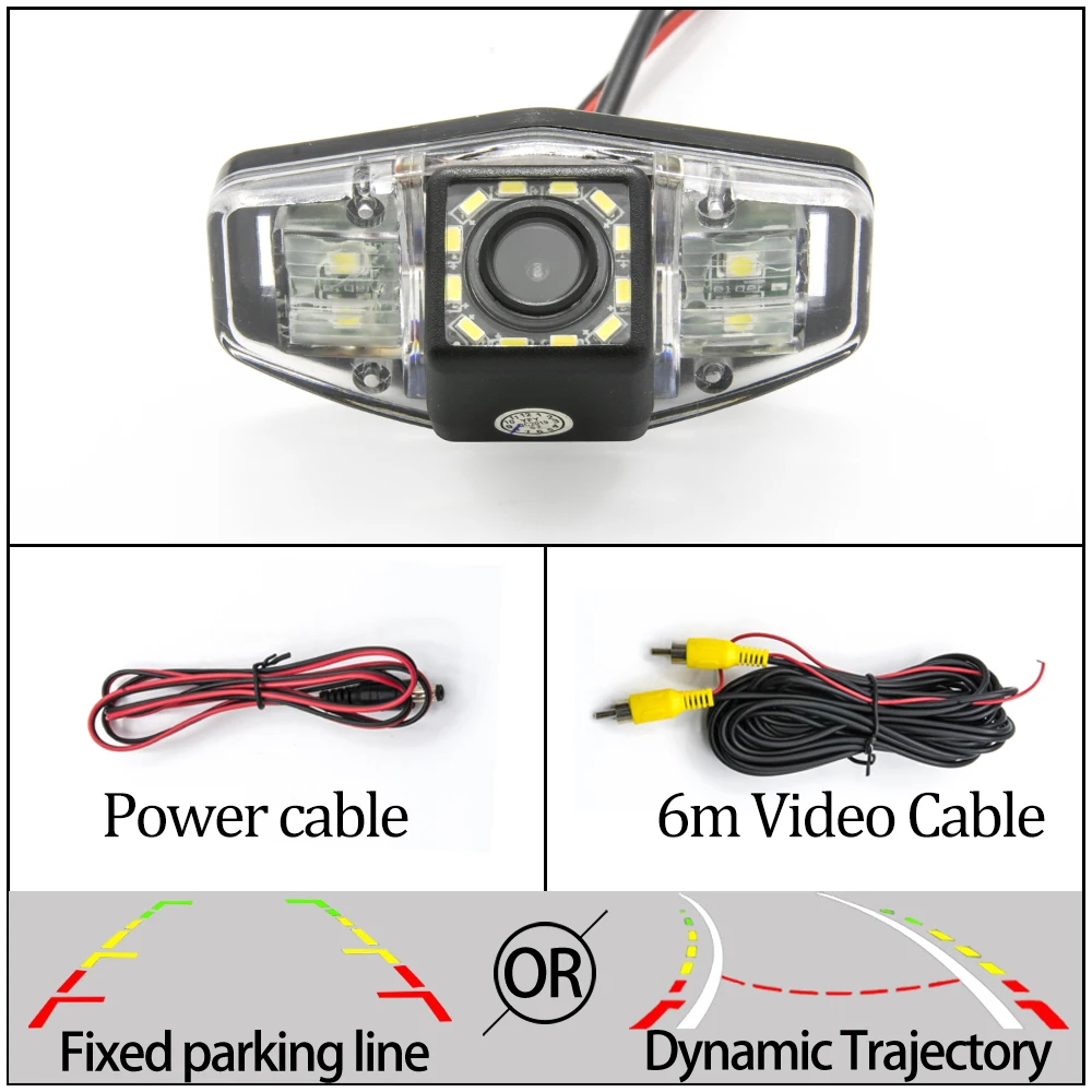 Камера заднего вида CCD с фиксированной или динамической траектории для Honda Accord 2001-2010/City-/Civic 2012~ автомобильная парковочная камера - Название цвета: 12LED Camera Only