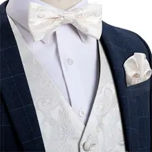Men's White Paisley Fashion Silk Wedding Waistcoat Vest For Men Bowtie Hanky Cufflinks Cravat Set for Suit Tuxedo DiBanGu MJ-118 Men's White Paisley Fashion Silk Wedding Waistcoat Vest For Men Bowtie Hanky Cufflinks Cravat Set for Suit Tuxedo DiBanGu MJ-118