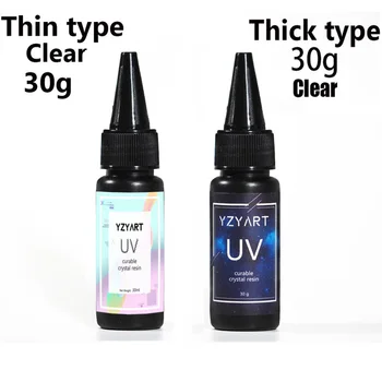 

YZY ART 30g UV Resin Hard Ultraviolet Curing Resin Cure Sunlight Activated handwork Crafts Transparent Clear Thin/Thick Type