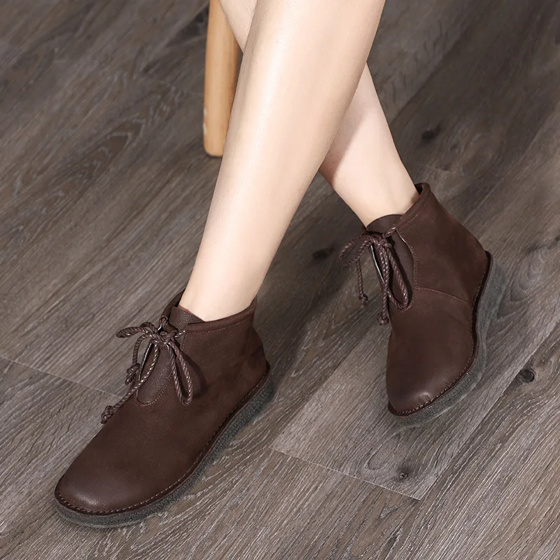 

Women Ankle Boots Brand Leather Flat Heels Winter Shoes Women Genuine Leather Chelsea Boots Women Handmade Soft Martin Boots202