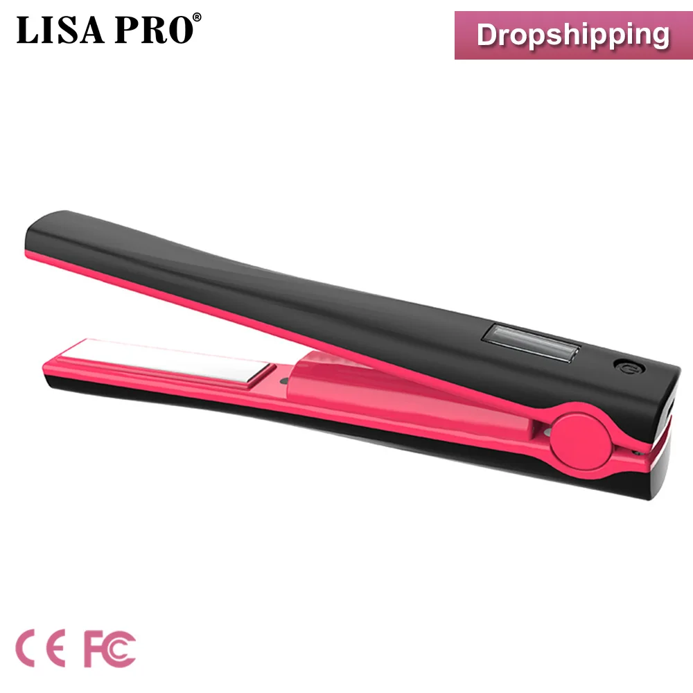 Мини USB беспроводной Перезаряжаемый выпрямитель для волос ЖК дисплей утюжок с