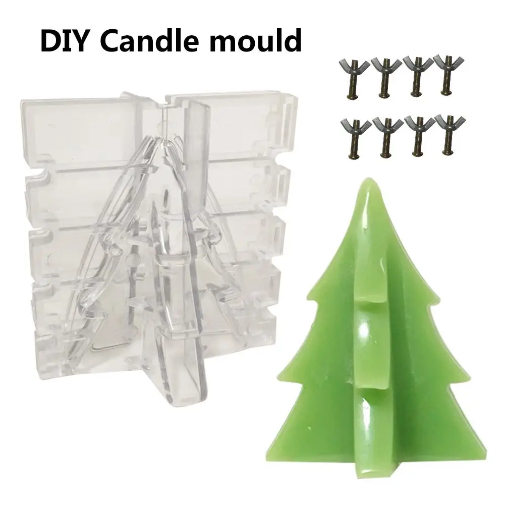 

Christmas Tree Candle Mold with Screws Plastic Tree Candle Moulds Soap Molds for Home DIY Handcraft Candle Making Crafts Mould