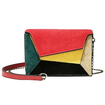 

Fashion Quality Leather Patchwork Women Messenger Bag Female Chain Strap Shoulder Bag Small Criss-Cross Ladies' Flap Bag