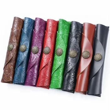 

Genuine Leather Roll School Pencil Case for Girl Boy Pencilcase Kawaii Canved Penal Small Cartridge Pen Bag Bullet Fountain Box