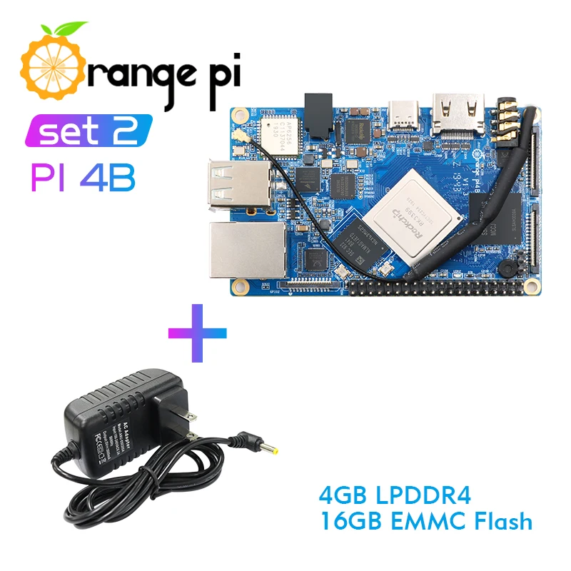 Блок питания Orange Pi 4B + 4G16G EMMC NPU SPR2801S поддержка одной платы Android Ubuntu