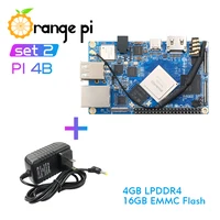 Orange Pi 4B Set 2: OPI4B+Power Supply,4GB DDR4+16GB EMMC RK3399 NPU SPR2801S Development Board Support Android,Ubuntu,Debian