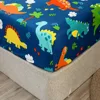 1 Piece of Blue cartoon small dinosaur Pattern Frosted Bedsheet, Bedroom Printed Bedspread, Bedding (Excluding Pillowcases) 5