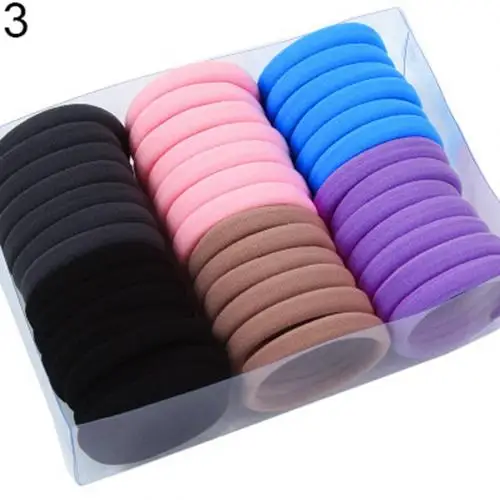 Style3 40pcs 40/60 шт. для девочек разных Цвета высокоэластичные Бесшовные повязка для волос резинки для хвостика держатель инструмент для укладки волос разных Цвет высокое - Цвет: Style3 40pcs