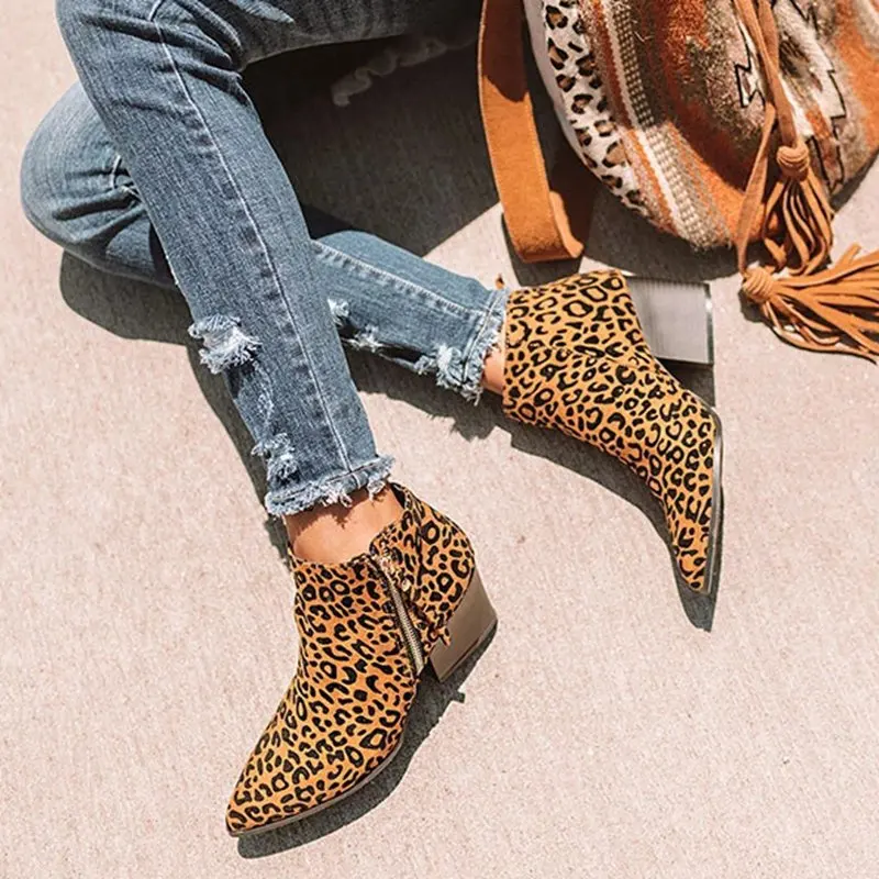 ladies leopard print chelsea boots