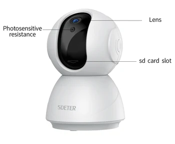 

SDETER-Wireless WiFi IP Security Camera 1080P 720P Wi-Fi Camcorder, IR Night Vision Surveillance, P2P, CCTV for Baby or Pet Care