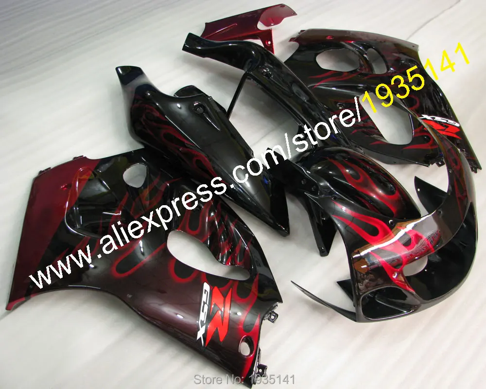 

For Suzuki GSXR600 GSXR750 SRAD 1996 1997 1998 1999 GSX-R600 GSX-R750 96 97 98 99 Red Flame Aftermarket Motorbike Fairing Kit