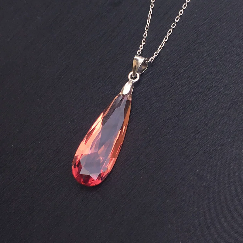 Zultanite Pendant Sterling 925 Silver Pear10*30mm Created Sultanite Necklace Fine Jewelry Women Wedding Party Gift Pendant Necklace Silver Pendant