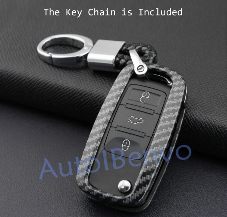 ABS углеродное волокно Автомобильный ключ защиты оболочки для Volkswagen MK6 Golf Passat Jetta Tiguan Eos Polo MK5 UP! Брелок чехол Аксессуары - Название цвета: Contain Key Chain