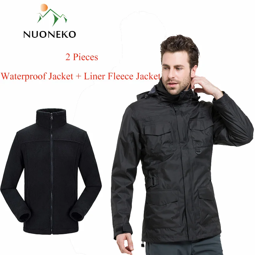 NUONEKO Mens Winter 2 Stuks Waterdichte Jassen Outdoor Windjack Vissen Wandelen Kamperen Skiën Jas 3 In 1 Fleece Jas JM01 NUONEKO Mens Winter 2 Stuks Waterdichte Jassen Outdoor Windjack Vissen Wandelen Kamperen Skiën Jas 3 In 1 Fleece Jas JM01