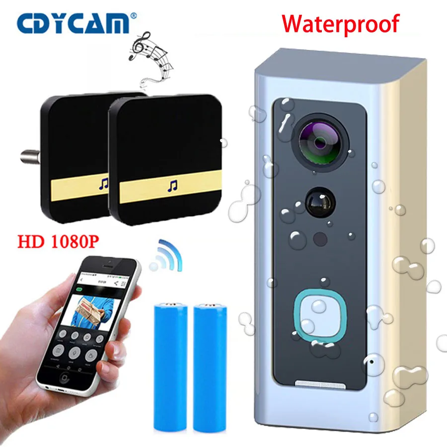 Cdycam, новинка, HD 1080 P, Wifi, водонепроницаемый, видео дверной звонок, беспроводной, для дома, батареи, камера, двусторонняя, аудио, разговор, ночное видение, PIR, умная дверь