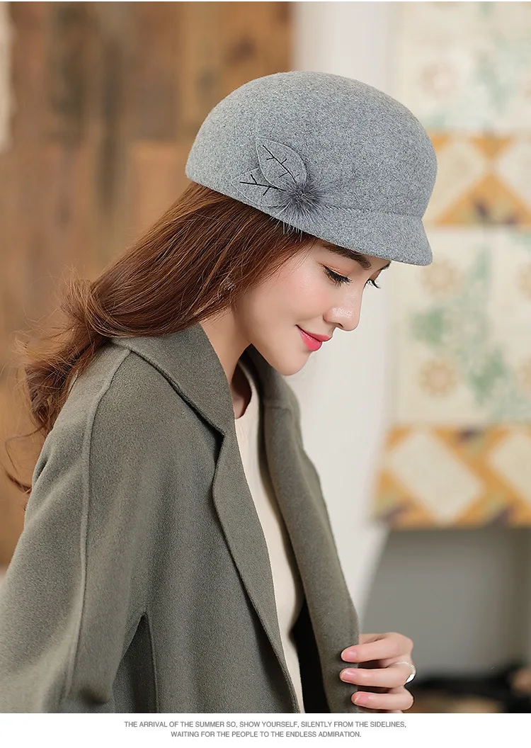 FS шерсть фетровая шляпа для женщин осень зима фетровая черная фетровая шляпа с широкими полями Формальные шляпы церковный котелок Клош шляпа женская