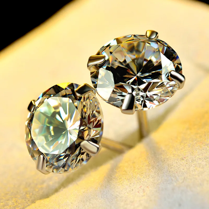 Роскошные женские туфли-лодочки, 5/6/7/8 мм круглые Винтажные серьги-гвоздики с украшением в виде кристаллов Свадебные серьги для Для женщин Настоящее серебро 925 проба серьги с надписью Love