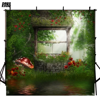 

DAWNKNOW Well Tree For Newborn Vinyl Photography Background Fairy Tale Polyester backdrop For Children Studio Photo Props F1717
