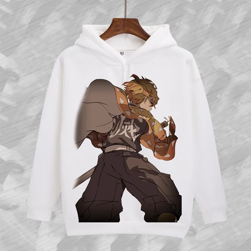 Оранжевый Demon Slayer Kamado Nezuko Cosplay Hoodie Kamado Tanjirou Agatsuma Zenitsu Sweatshirt Cartoon Pullover Halloween Cosplay Costume - Цвет: Оранжевый