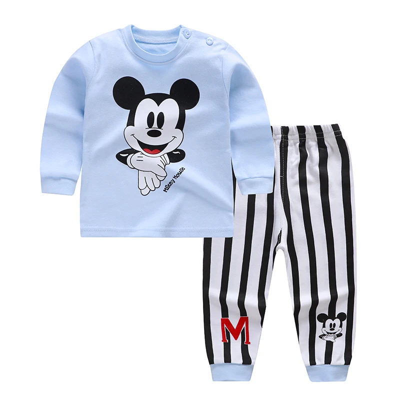 Детские пижамные комплекты с мультяшным принтом хлопковая одежда для сна для мальчиков осенне-весенние топы с длинными рукавами для девочек+ штаны, 2 предмета в комплекте