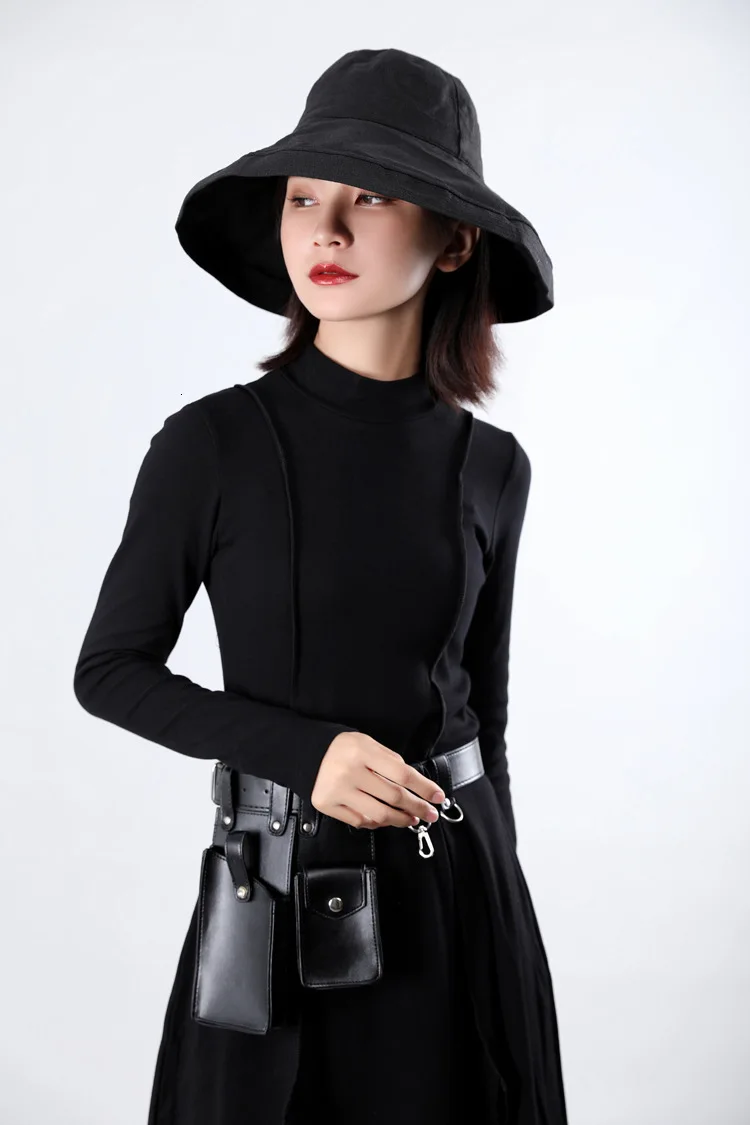 [EAM] Women Dress New Stand Neck Long Sleeve Loose Fit Split Joint Spliced Sheath Temperament Fashion Spring Autumn JZ343