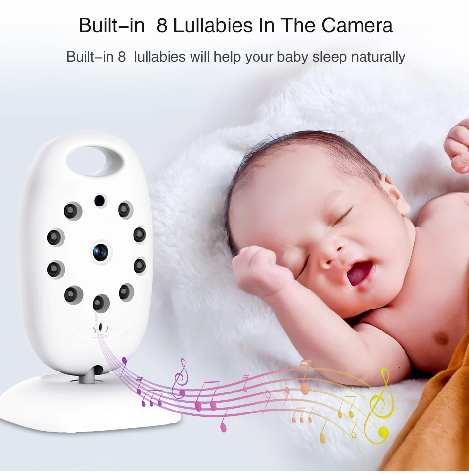 Babycam радионяня s vb601 Новинка 2,0 дюймов lcd колыбельные монитор температуры 2 способа разговора ИК ночного видения английское меню радионяня