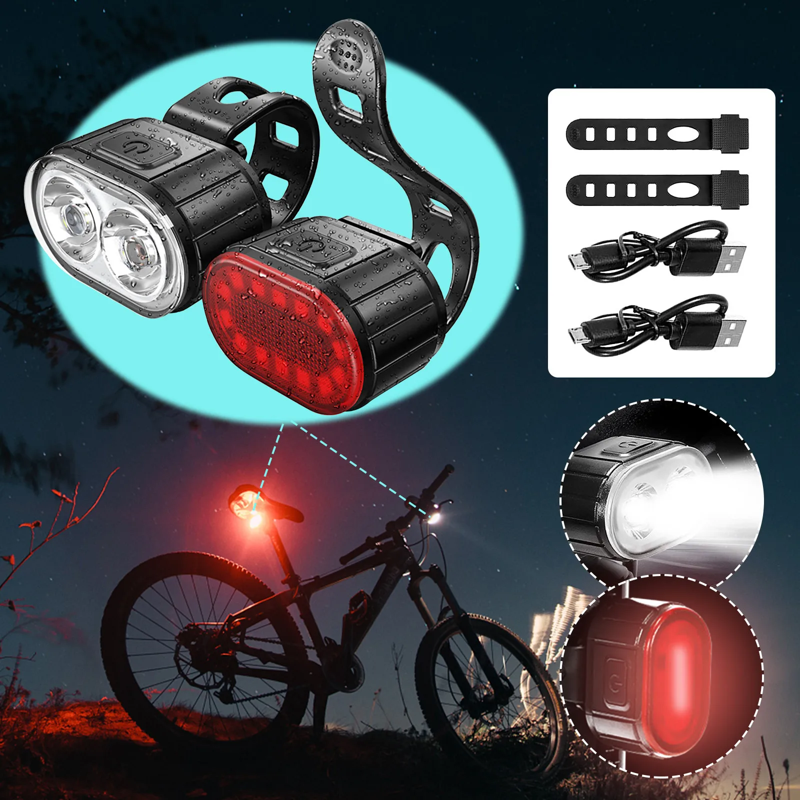 B39 Double light Cycling riding Bicycle LED Light Lamp bicycle accessories 
