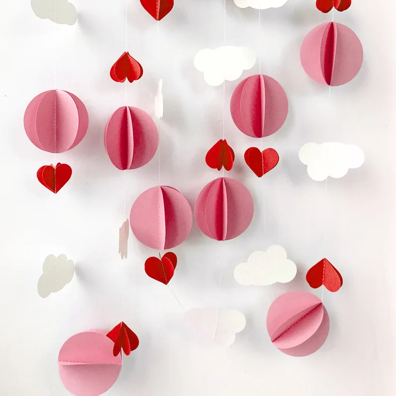 3 м 3DColorful облако сердце Бумага растяжки с днем рождения украшение для детской комнаты украшения Свадебная вечеринка Baby Shower баннер