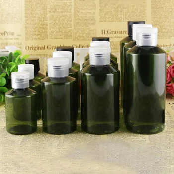 

50ml 100ml 150ml 200ml Dark Green Oblique Shoulder Plastic Bottle Clamshell Bottle