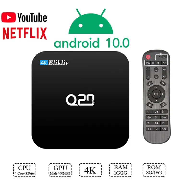 Android 10 0 TV Box 4K Youtube Netflix Quad Core 2 Гб 16 H.265 Wifi 4G Медиаплеер Smart телеприставка IP