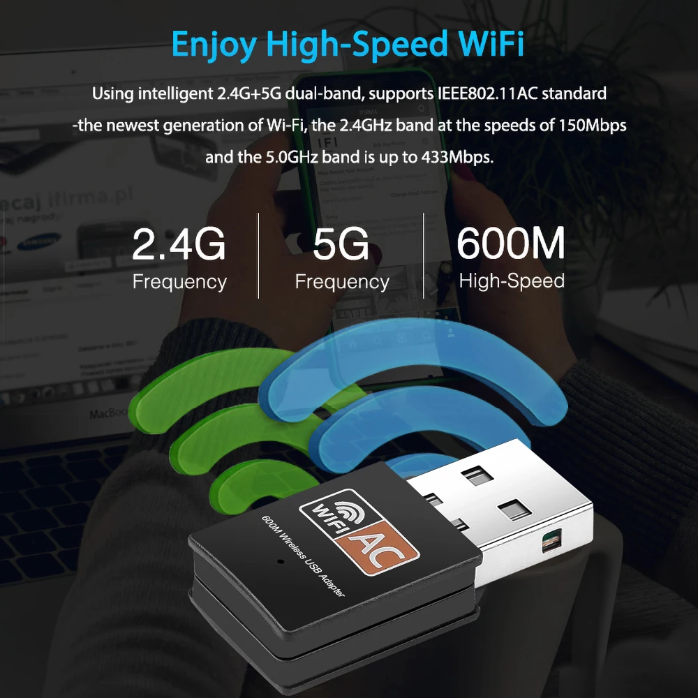 Беспроводной USB wi-fi адаптер 2021 Мбит/с 5 ГГц | Компьютеры и офис