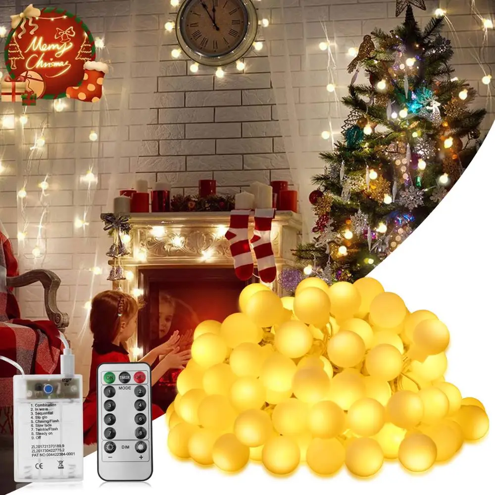US $11.85 2 In 1 USB 100 LED Fairy Light Battery New Years Garland Remote Control 10m String Light Christmas Decorations For Home Bedroom