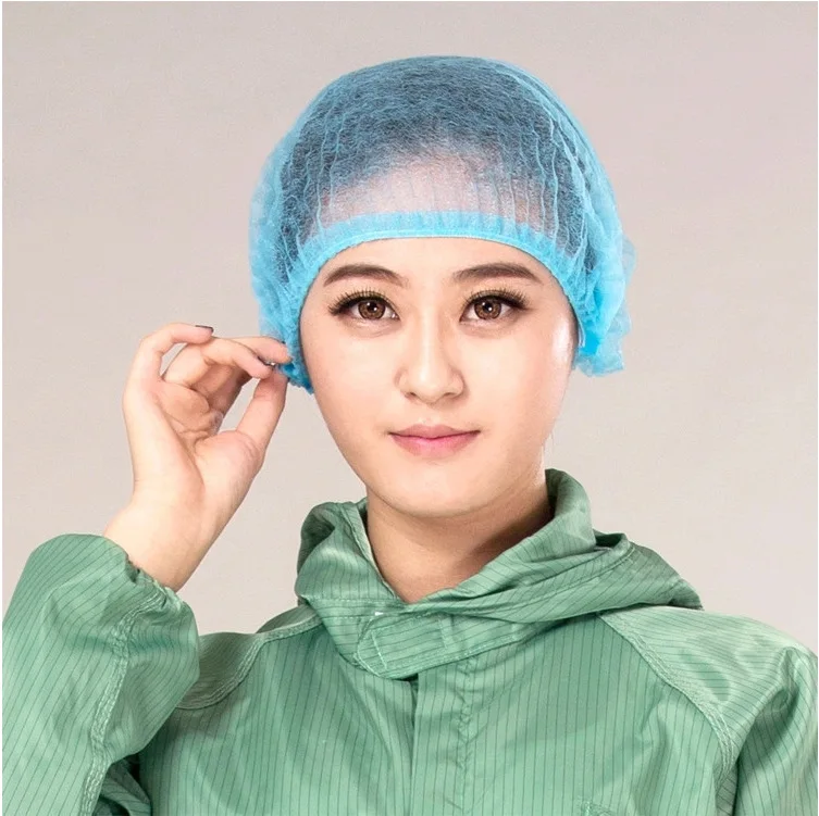 

Disposable Non-woven Fabric Blue And White Single And Double Reinforcement Bar Cap 21-Inch Dustproof Net Shower Cap