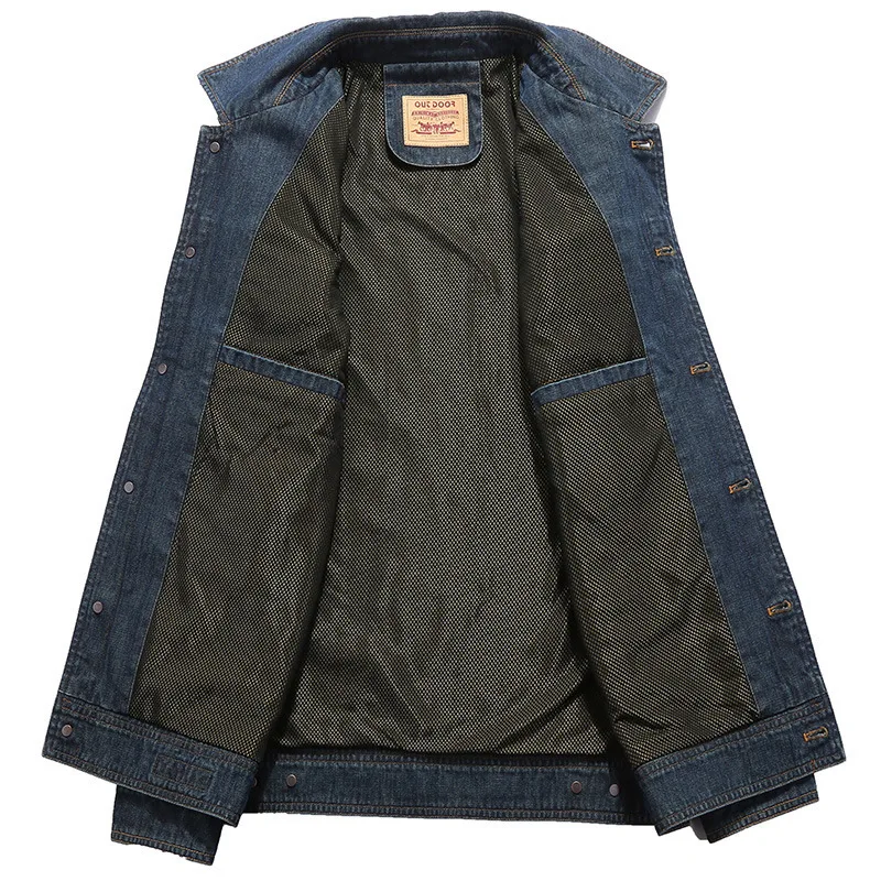 

Multi-pockets Workwear Fold-down Collar Denim Jacket MEN'S Outerwear 2019 Spring New Style Cotton Men'S Wear Young And Middle-ag