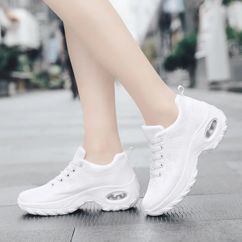 

2019 Air Cushion WOMEN'S Shoes Fly Woven Autumn Large Size New Style-Rubber Shoes Thick Bottomed Versatile round Toe Shoes Women
