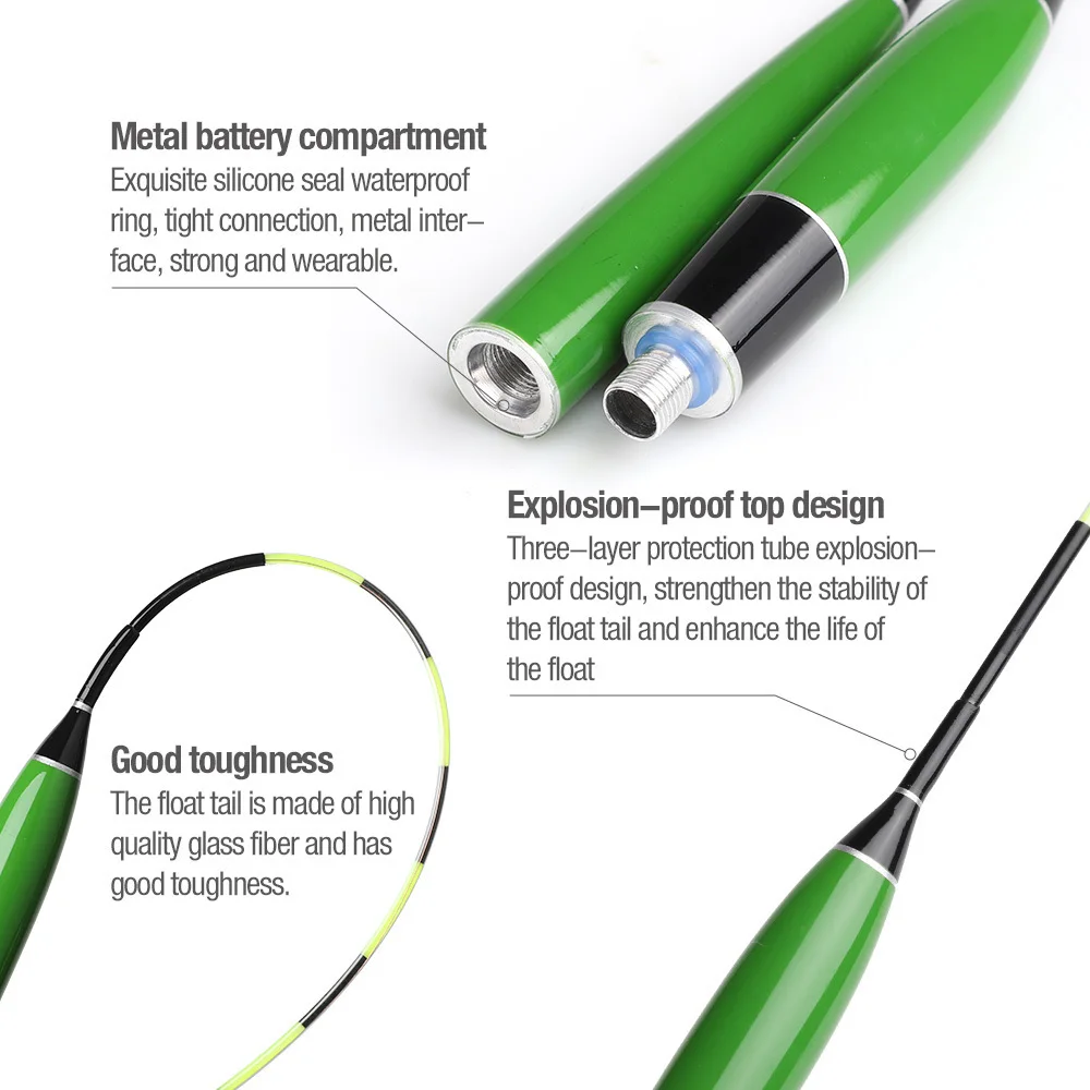 DONQL Smart Fishing Led Light Float Luminous Glowing Float Fish Bite Automatically Remind Electric Fishing Buoy With Batteries (6)