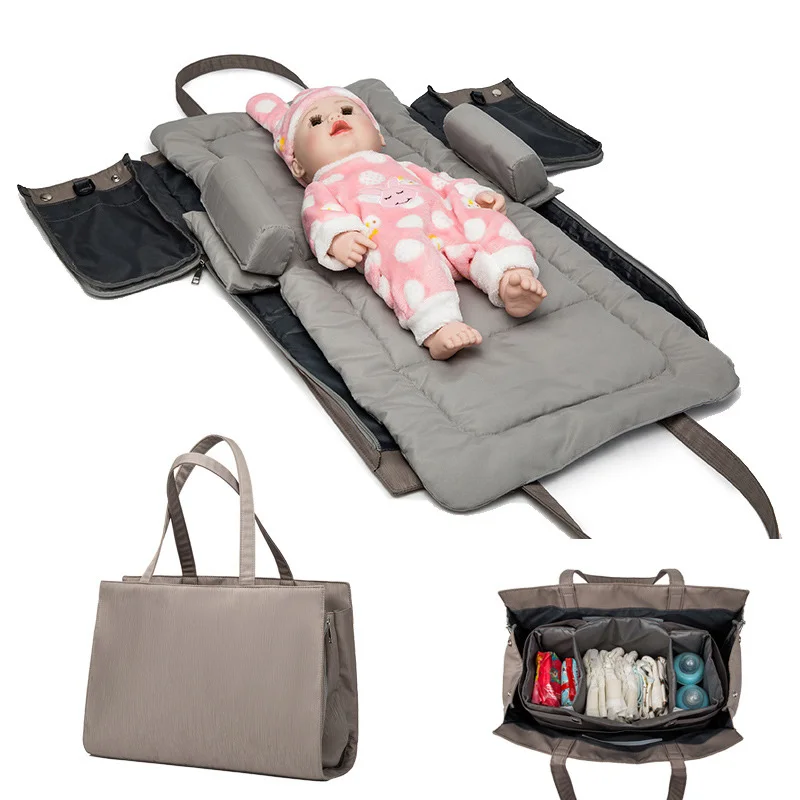 

3pcs Set Baby Diaper Bag Multifunction Foldable Crib Travel Bed Portable Mattress Nappy Stroller Bag Totes Mommy Bag 895