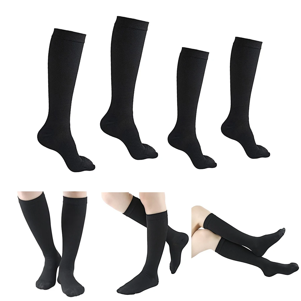 2 Pair Women Knee High Compression Socks For Running Athletic Nurse Fitness Gym